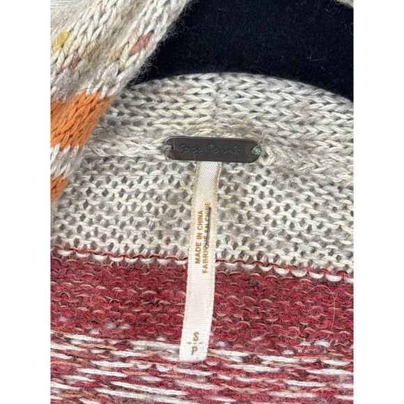 Free People Women’s S Orange Cream Yesterdays Smile Boho Maxi Knit Cardigan Rare - Picture 4 of 7